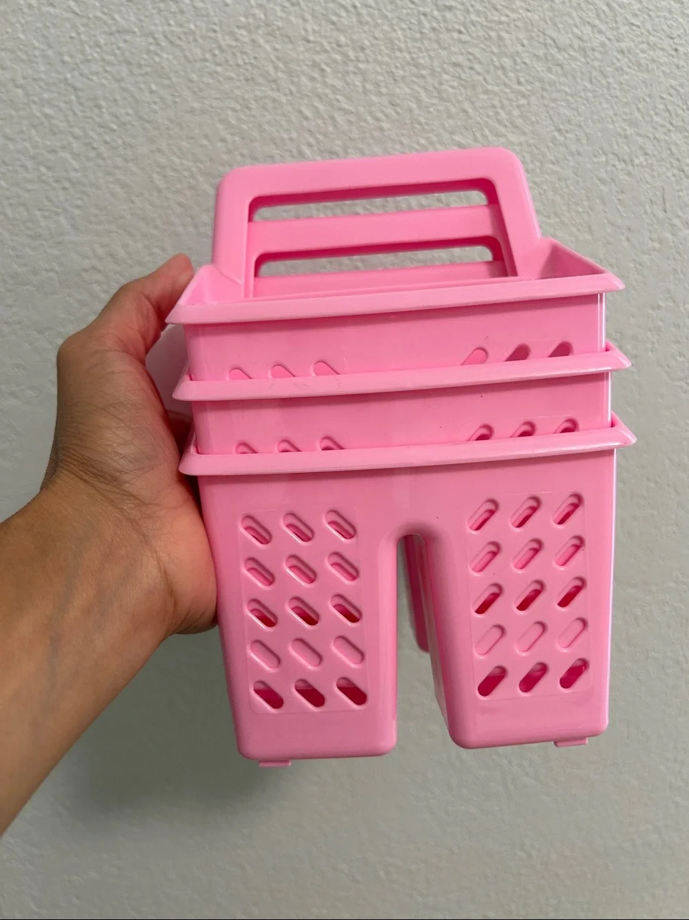 3 Pack Pink Plastic Storage Tote Caddy Organizer with Handle-4 Section Container